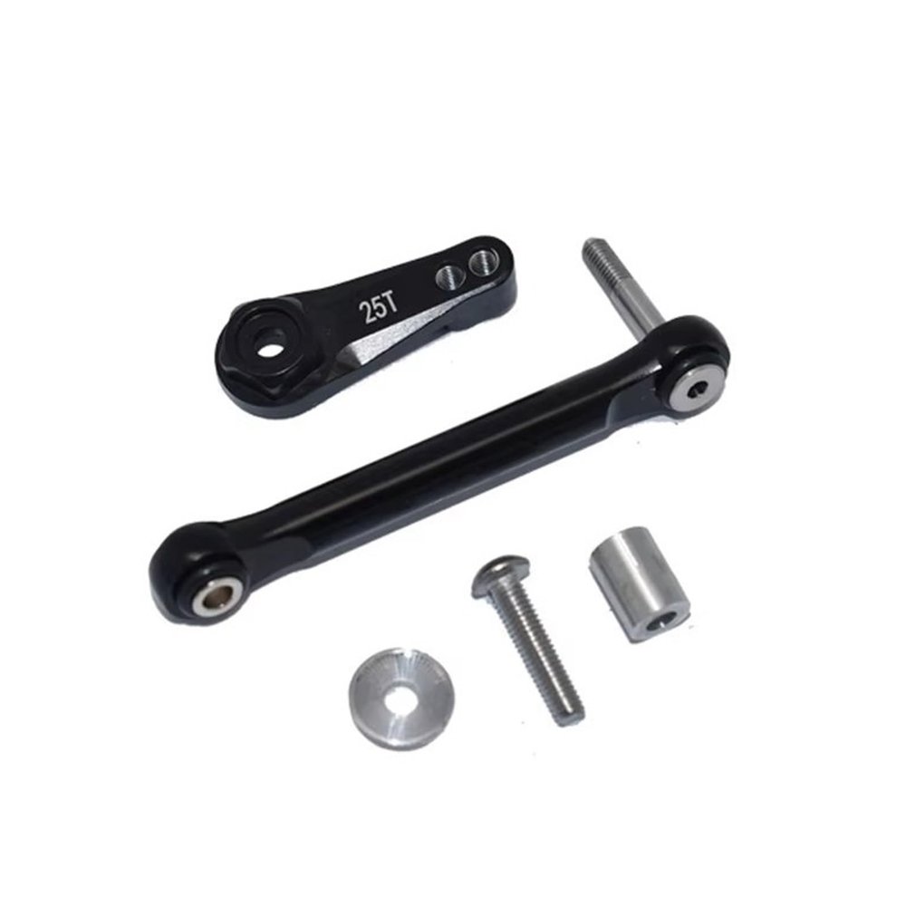 Compatible with LOSI for Lasernut U4 for Tenacity DB Pro 1/10 RC Car Metal 25T Steering Servo Arm Horn and Tie Rod Upgrade Parts RC Car Accessories(Black)
