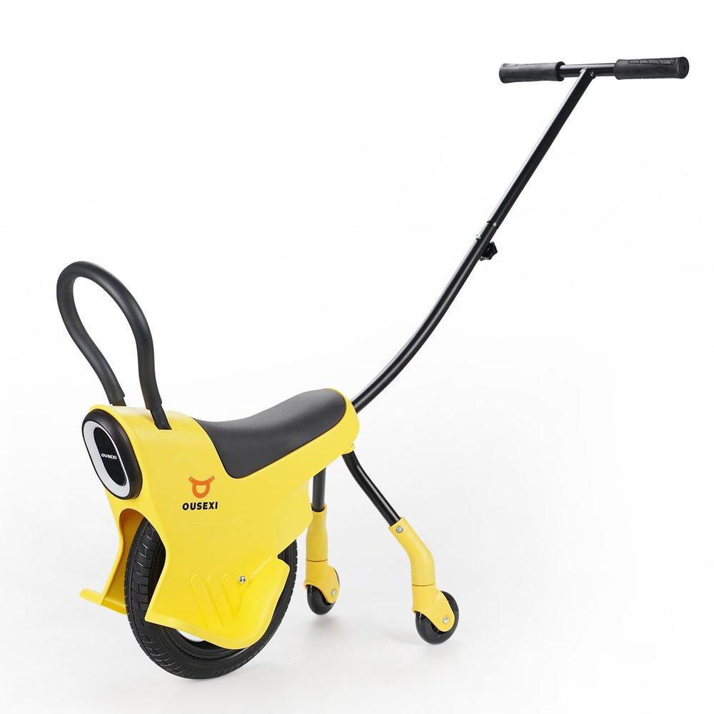 Hand Push Unicycle Kids Push Car2-in-1 Toddler Trike Push Bike Stroller,Parent-Child Play Balance Push Car,Outdoor Ride On Toys for Kids Ages 3-8(Yellow)