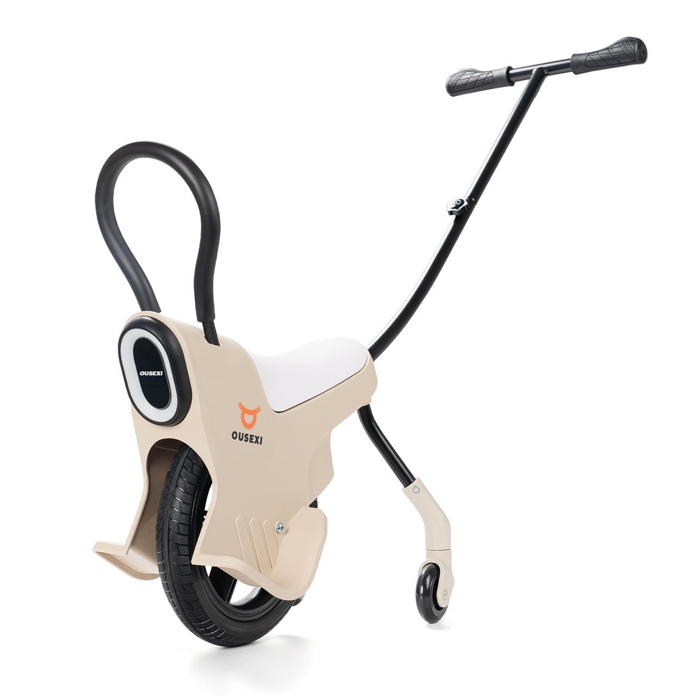 Hand Push Unicycle Kids Push Car2-in-1 Toddler Trike Push Bike Stroller,Parent-Child Play Balance Push Car (White)