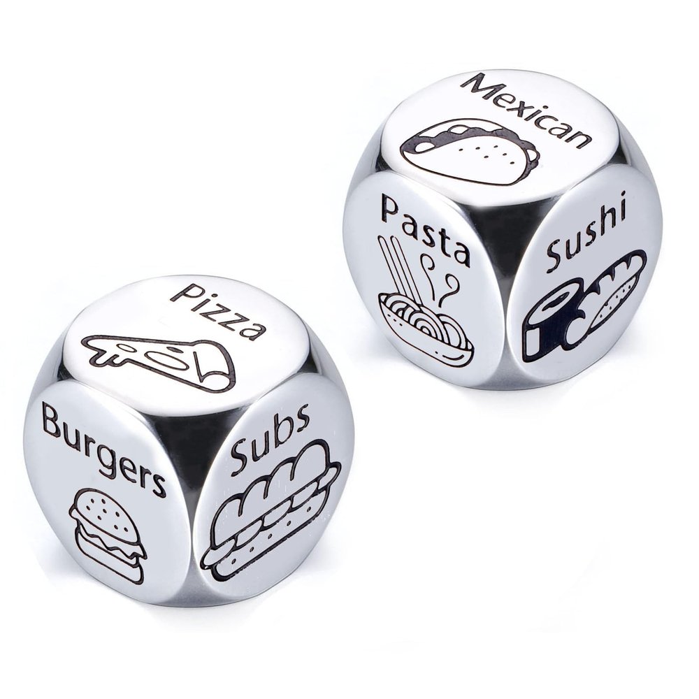 10th Anniversary Tin Gift for Men, Food Dice, Easter Basket Stuffers for Boyfriend, 10 Year Tin Decorations, Valentines Day Gifts for Him Her, Date Night Dice, 5 Senses Gift for Husband