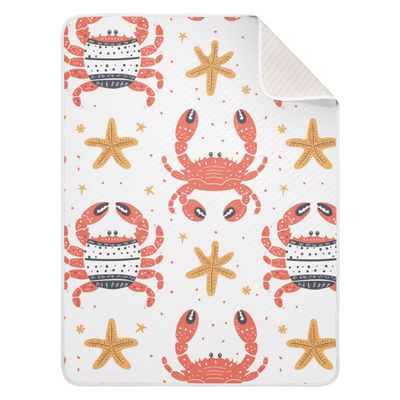 CUPADA Kids Baby Blanket Crab Starfish Pattern Infant Blanket Soft Warm Blankets for Stroller Blanket 30x40 inches Baby Shower Birthday Newborn's Gift