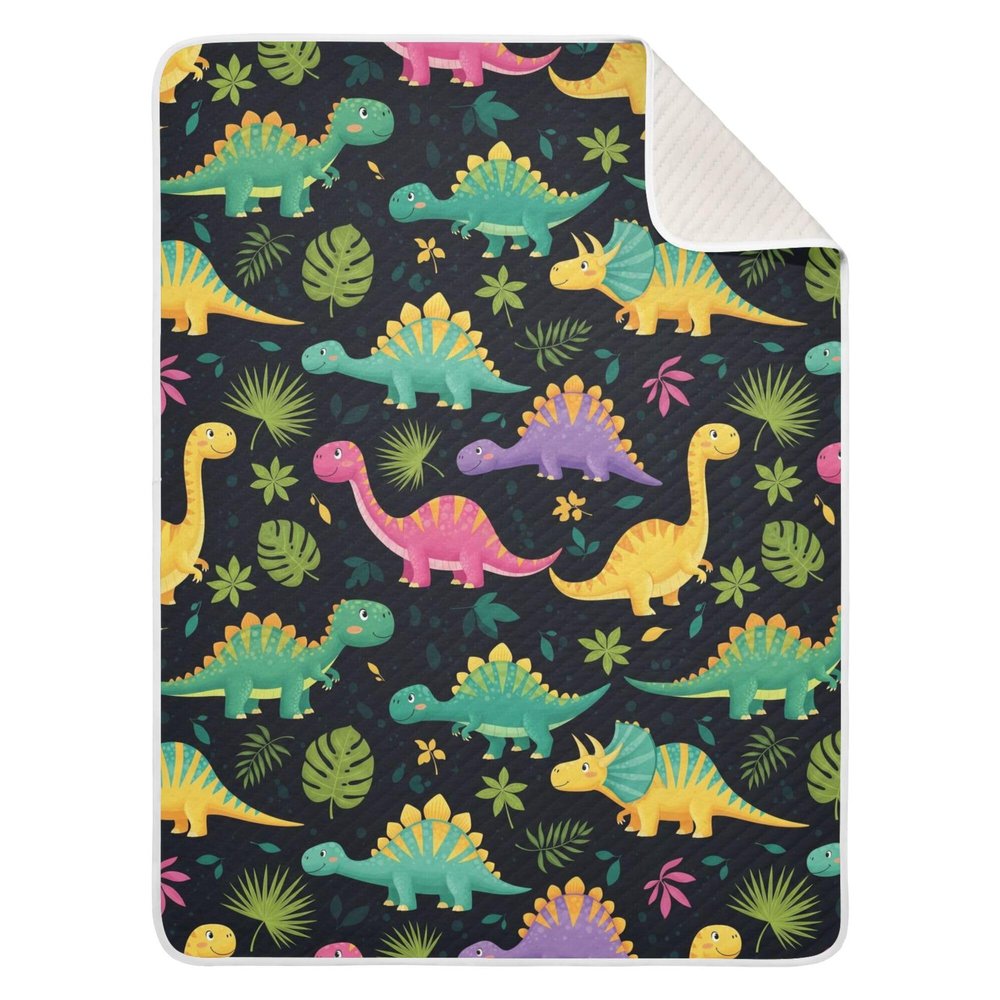 CUPADA Kids Baby Blanket Dinosaur Pattern with Leaves Infant Blanket Soft Warm Blankets for Stroller Blanket 30x40 inches Baby Shower Birthday Newborn's Gift
