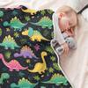 CUPADA Kids Baby Blanket Dinosaur Pattern with Leaves Infant Blanket Soft Warm Blankets for Stroller Blanket 30x40 inches Baby Shower Birthday Newborn's Gift view 4