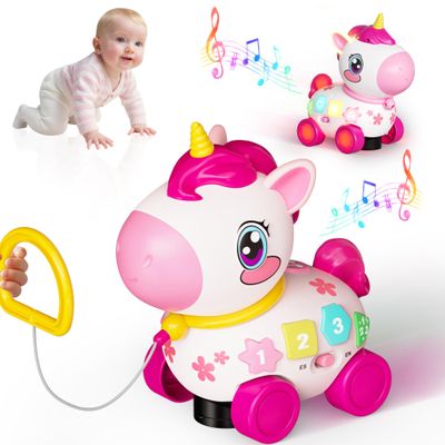 Ingbear Unicorn Toys for 1 Year Old Girl Gifts, Baby Musical Learning Toys 6-9-12-18 Months, Bilingual Educational Toys with Light, Christmas Birthday Gifts for Girl & Boys