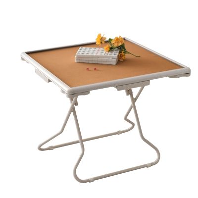 Foldable Mahjong Table, Mahjong Table Foldable, Domino Table with Drawers and Cup Holders, PVC Straight Edge Table (Orange)