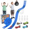 20Ft Flexible Race Track, Slot Car Race Track Set for Kids Ages 3+, Dual Racing Game 2 High-Speed Cars 1/64 Scale, w/8 Suction Cups, 4 Alloy Cars Ideal Christmas Birthday Gift for Boys & Girls (Blue) view 1