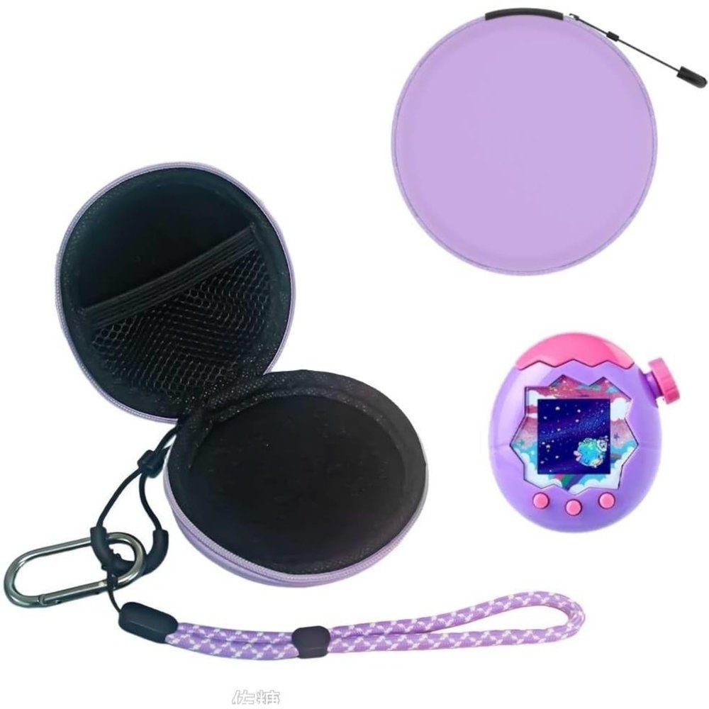 Portable for Tamagotchi Paradise Carrying Case Hard PU Dustproof Shockproof Storage Bag Travel Protective Cover with Hand Strap Organizer (Purple)