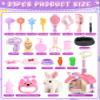 23Pcs Hopping Bunny Toy Set for Kids, Interactive Electric Walking Rabbit with Rolling Carrier House, Pretend Play Pet Care Grooming & Feeding Kit, Stuffed Animal Gift for Toddlers 3-5 view 3