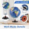 Goplus 12 Inch Illuminated World Globe, Antique Light up Rotating Globe Night Lamp with Wooden Stand, Geography Educational Desktop Decoration for Kids Adults Home Office School (Antique-Navy) view 3