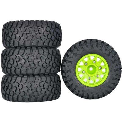 4pc 112mm 1/8 1/10 Short Course Tire Tyre with 12mm 14mm 17mm Wheel Hex Compatible with RC Short Course Trucks(Green)