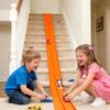 YHJZ Flexible Race Car Track 16Ft Starter Set with Suction Cups, Flexible Race Car Ramp Track with Diecast 1/64th Cars, Rolls Up Portable Racetrack for Ages 3 & Up (Orange view 1