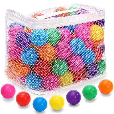 Goaste 100 Pack Small Ball Pit Balls for Kids, 2 Inch Plastic Playpen Balls with Storage Bag, Multi-Colored Bounce House Balls Crush Proof, BPA Free Swim Pit Fun Toy for Playhouse, Tent (7 Colors)