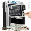 ATM Piggy Bank for Kids Rechargeable, Power-Off Memory for Real Money Safe with Debit Card, Coin Recognition,Bill Feeder,Balance Calculator, Kids ATM Machine for Boys Girls view 1