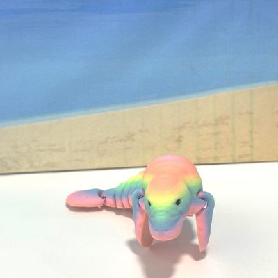 3D Printed Manatee, 3D Printed Animals, 4.5" Full Articulated Fidget Toys, Sea Animal Desk Dcor , Rainbow Manatee -AM-S-Rainbow