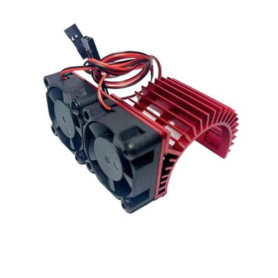 Aluminum Motor Heatsink with Dual Fans Compatible with 540 550 3650 3670 36mm Motors 5V to 7. 4V Cooling System Compatible with 1/8 1/10 Scale RC Car Upgrade Parts(Red)