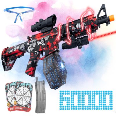 Large Gel Splat Blaster with 60,000+ and Goggles, High Speed Splat Blaster for Outdoor Activities Team Game Red