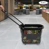 6-Pack Plastic Shopping Basket with Wheels & Handle, 35L Portable Rolling Basket Set for Supermarkets, Retail Stores, Bookstores (Black) view 2