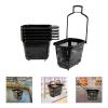 6-Pack Plastic Shopping Basket with Wheels & Handle, 35L Portable Rolling Basket Set for Supermarkets, Retail Stores, Bookstores (Black) view 3