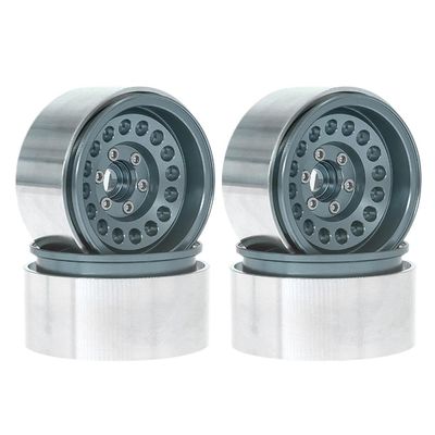4pcs 1. 9 Inch Offset -8mm Beadlock Wheel Rim Set with Hub Compatible with 1 10 Scale Rc Crawler Cars Fits Models Like II 90046 and III AXI03007(Titanium Color)
