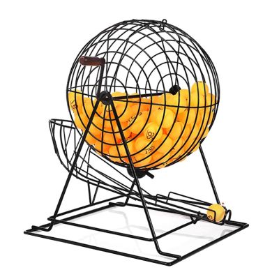 Lottery Drawing Machine,Metal Bingo Cage Wheel, Bingo Game Set Holds 200 Balls, Large Capacity and Easy Operation, for Entertainment Venues Large Groups, Parties(Black,Bring 100 Balls)