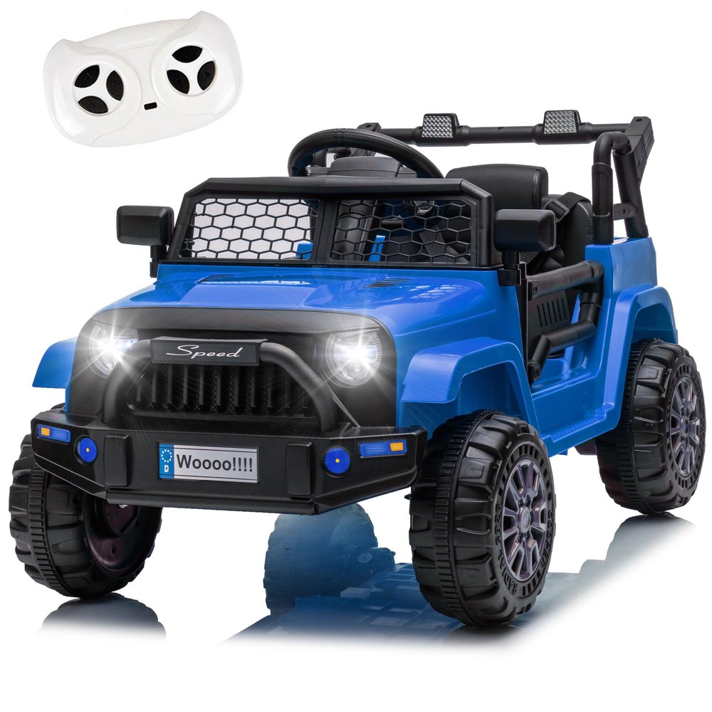 12V Kids Ride On Toy, Ride on Truck w/Parent Remote Control, Electric Toddler Ride on Car for Kids w/Reflective Stickers, Front Anti-Collision Bar Design, LED Headlights, Bluetooth, 3 Speeds (Blue)