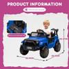 12V Kids Ride On Toy, Ride on Truck w/Parent Remote Control, Electric Toddler Ride on Car for Kids w/Reflective Stickers, Front Anti-Collision Bar Design, LED Headlights, Bluetooth, 3 Speeds (Blue) view 3
