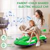 12V Electric Wiggle Car with Pedal for Kids, Rechargeable 2 in 1 Swing Car, Drifting Ride On Toys with Backrest, Anti-Rollover, Spray, Flashing Light, Music, for Ages 3 and Up (Green) view 2