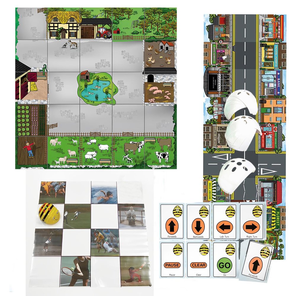 Early Programming: See & Say Bee-Bot with 3 Activity Floor Mats, A5 SequenceCards, & Clip On Shells