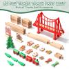 SainSmart Jr. Wooden Train Set 50 Pcs Train Set - Toy Train with Exquisite Box, Wood Train Track Set Fit for Major Brands, Ideal Railway Playset for Boys and Girls view 2