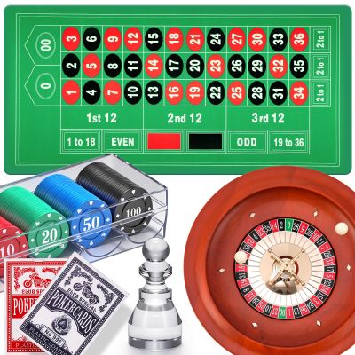 NEWTRY 11" Roulette Wheel Set with Rubber Tabletop Layout Mat 47.2 x 23.6