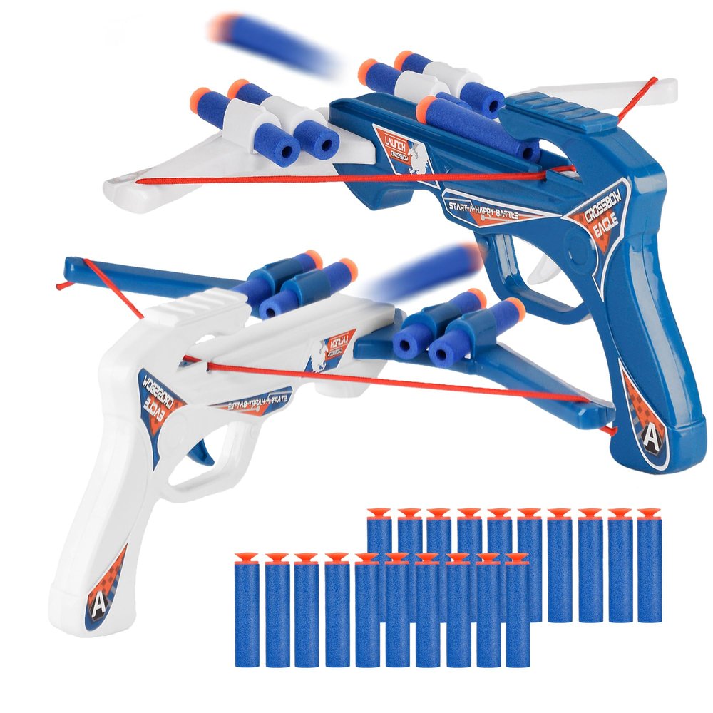 2 Sets Kids Foam Crossbow,Archery Set with 20 Foam Suction Cup Bullet,Game Gun for Kids Age 8-12+,Outdoor and Indoor Play Toys for Boys, Blue and White