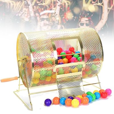 Raffle Ticket Spinner,Silent Design Raffle Ticket Cage,Raffle Drum Lottery Spinning Drawing with Wooden Turning Handle,Tickets or Ping Pong Balls for Events,Stable Tripod Stand(Large)