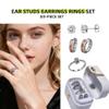 Taojiangyaoyao Jewelry SetStud Earrings Set6 Personalized Sets, 2 Earring Buckles, 2 Earring Studs, 1 Diamond Ring, 1 Storage Box (Silver) view 2