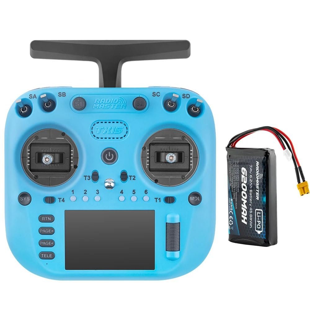 RadioMaster TX15 V5.0 ELRS 16CH 2.4G Hall Gimbals ExpressLRS 3.5 inch IPS Screen Support OPENTX and EDGETX Remote Control Transmitter for RC Drone Mode 2 (TX15 Blue 6200)