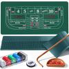 NEWTRY Craps Game Set: 3570 Craps Tabletop Layout, 48x11Rubber Diamond Pyramid Bumper, 36 Rattan Stick, 5pcs Professional dice, 100 pcs Chips & ON/Off Buttons for Game Nights Party Camping view 1