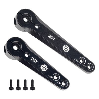 2PCS TGCWENG CNC Aluminum 25T Servo Horn Long Steering Servo Arms Compatible Futaba Savox Xcore HL HSP HD Power Rc Servos Suitable for RC Airplanes RC Plane Car (Black)