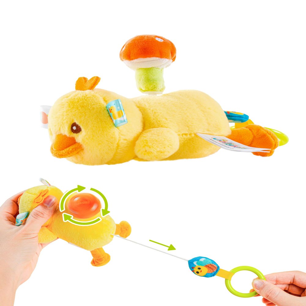 Jollybaby Baby Rattles & Soft Plush Hanging Toy for Stroller Crib car seat and Play Gym, Sensory Developmental Vibrating Toys for Newborn, Baby Christmas Stocking/Socks Stuffers Gifts - Duck