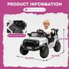 12V Kids Ride On Toy, Ride on Truck w/Parent Remote Control, Electric Toddler Ride on Car for Kids w/Reflective Stickers, Front Anti-Collision Bar Design, LED Headlights, Bluetooth, 3 Speeds (White) view 3