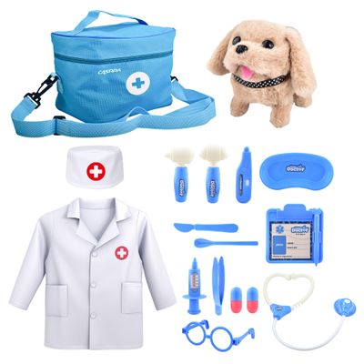Doctor Kit for Toddlers 3-5 Doctors Play Set Toddler Girl Dog Puppy Vet Kit Kids Veterinarian Playset Toys 3 4 5 Year Old Birthday Gift