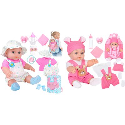 DOTVOSY 12" Baby Dolls-2 Set 12 inch Realistic Baby Doll with Clothes and Accessories Include Backpack Carrier for Girl Kids Gift Age 3+