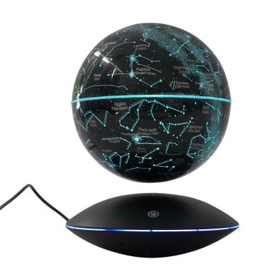 6-inch Floating Globe, 360Magnetic Levitation Globe with LED Light Auto-Rotating Magnetic Levitating Globes Rotatable Geographic Levitating Globes for Home Office Desk (Black/Single Color Light)