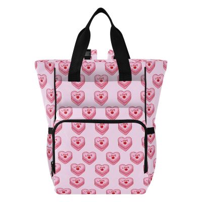 GOODOLD Diaper Bag Backpack for Mom Dad, Pink Heart Cakes Unisex Baby Bag Large Capacity Waterproof Travel Backpack with Insulated Pockets, Stroller Strap