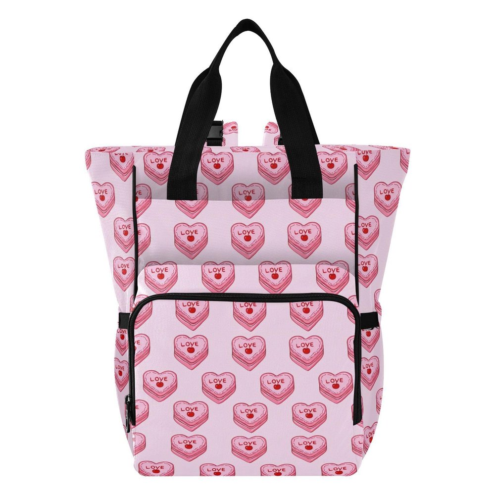 GOODOLD Diaper Bag Backpack for Mom Dad, Pink Heart Cakes Unisex Baby Bag Large Capacity Waterproof Travel Backpack with Insulated Pockets, Stroller Strap