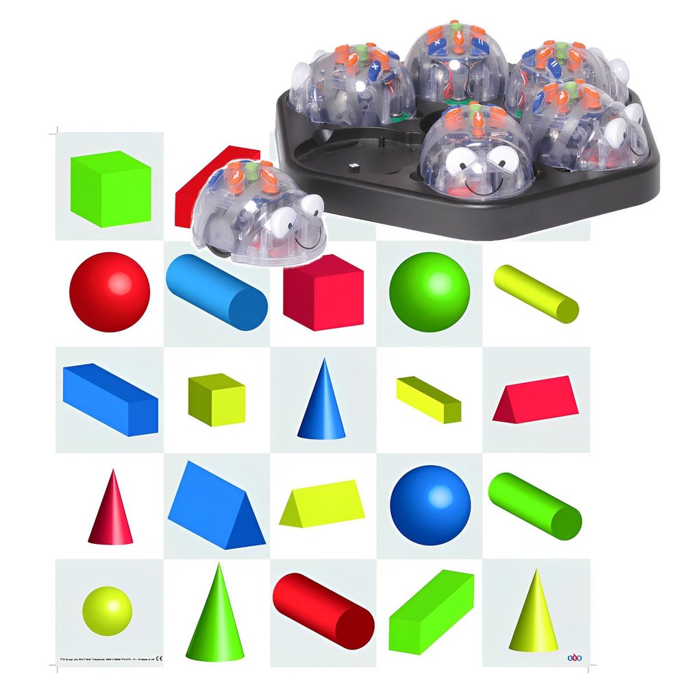 Basic Programming: 6 See & Say Blue-Bots with 1 Shapes Themed Floor Mat & Free Docking Station w/USB Cable - Perfect for Home, Classroom, Office, Bedroom, & Study Room Use