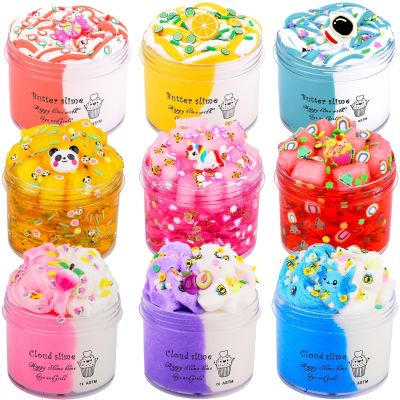 9 Pack Axolotl Slime Kit, with 3 Jelly Cube Crunchy Slime 3 Cloud Slime 3 Butter Slime, for Girls and Boys Party Favors, Stress Relief Toy for Kids, School Education