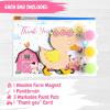 12 Pack Pink Farm Party Favors for Kids  Individually Wrapped Paint Your Own Wooden Magnet Craft Kits with Thank You Card, Barnyard Animal Birthday Supplies for Girls view 2