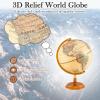 Toolsempire 12" Illuminated World Globe, Desktop Globe with Raised Relief, LED Lights, Time Zone & Non-Slip Wooden Base, Geographic Terrain Globes for Decoration (Bronze) view 2