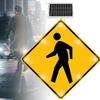 YANDDEA Solar Powered LED Flashing Pedestrian Crossing Sign, Solar Pedestrian LED Crossing Sign, 24''/32'' Aluminum Pedestrian Road Warning Signs Traffic, Rust-Proof Metal Frame 8Light-32''x32'' view 1