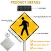 YANDDEA Solar Powered LED Flashing Pedestrian Crossing Sign, Solar Pedestrian LED Crossing Sign, 24''/32'' Aluminum Pedestrian Road Warning Signs Traffic, Rust-Proof Metal Frame 8Light-32''x32'' view 3