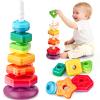 Baby Spinning Stacking Toys for Toddlers 1-3, Sensory Montessori Toys for One Year Old Girl Boy, Rainbow Ring Stacker Tower, Educational Learning Toy, Perfect Easter Christmas Birthday Gifts view 1